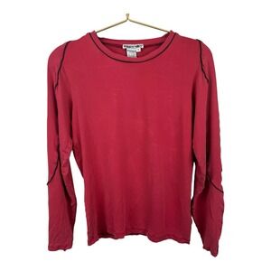 Winter Silks Red Long Sleeve Shirt Size‎ M Silk Spandex